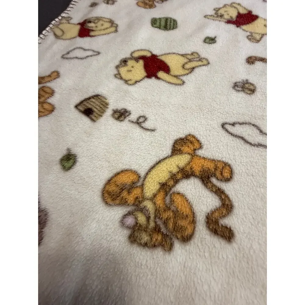 Disney Winnie The Pooh Tigger Piglet Fleece Baby Receiving Blanket Vintage 39x46